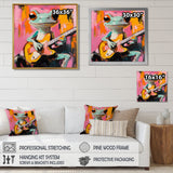 Nursery Green Frog Rock Star Accented With Pink - Frog Bedroom Wall Art