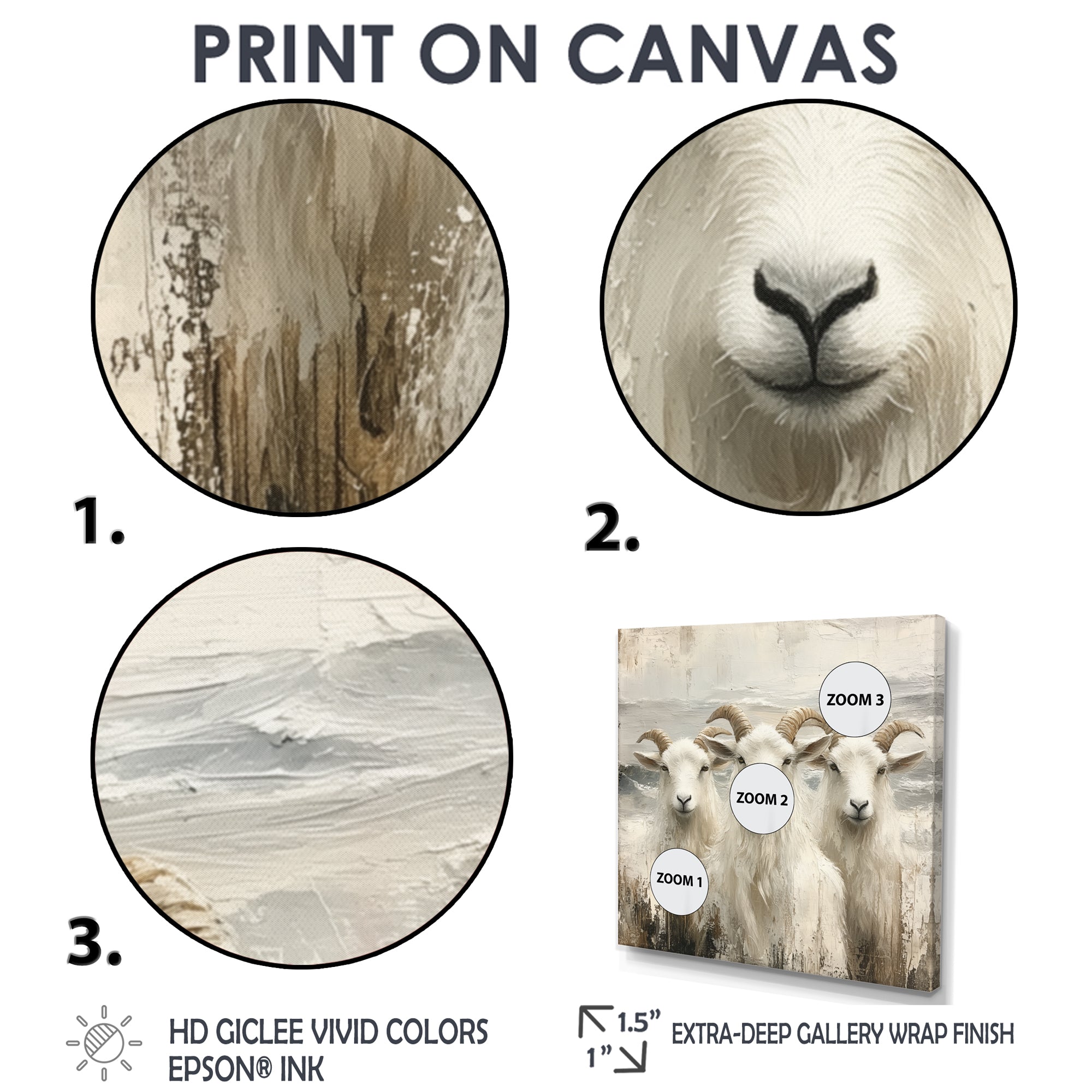 Grey And Brown Goat Minimalism Coastal Goats - Goat Wall Decor