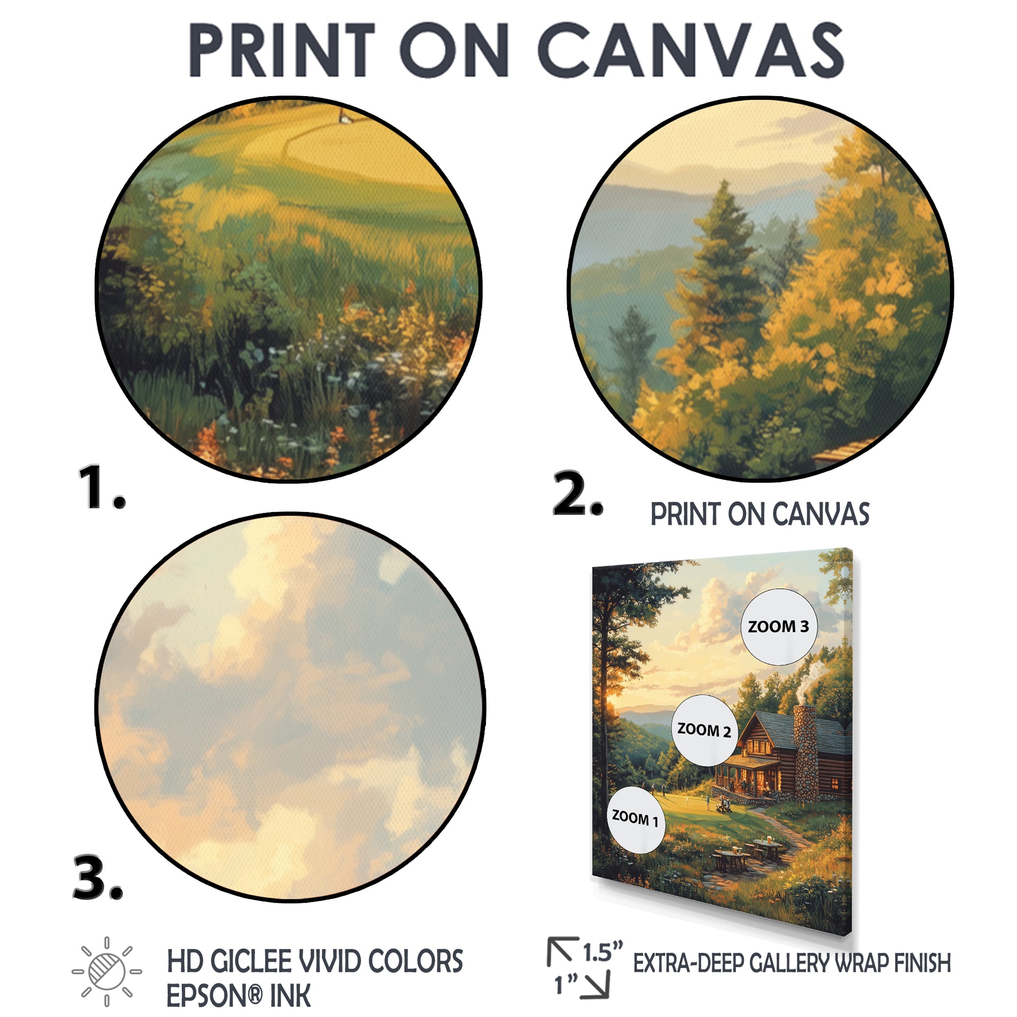 Green And Brown Golf Course With Cozy Lodge I - Golf Canvas Wall Art