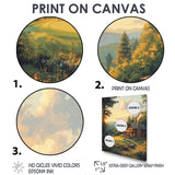 Green And Brown Golf Course With Cozy Lodge I - Golf Canvas Wall Art