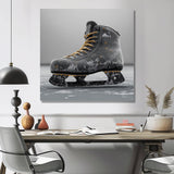 Hockey Skates In Grey And Yellow Tones - Sport Hockey Canvas Wall Art