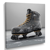 Hockey Skates In Grey And Yellow Tones - Sport Hockey Canvas Wall Art