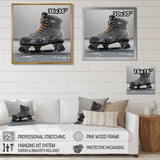 Hockey Skates In Grey And Yellow Tones - Sport Hockey Canvas Wall Art