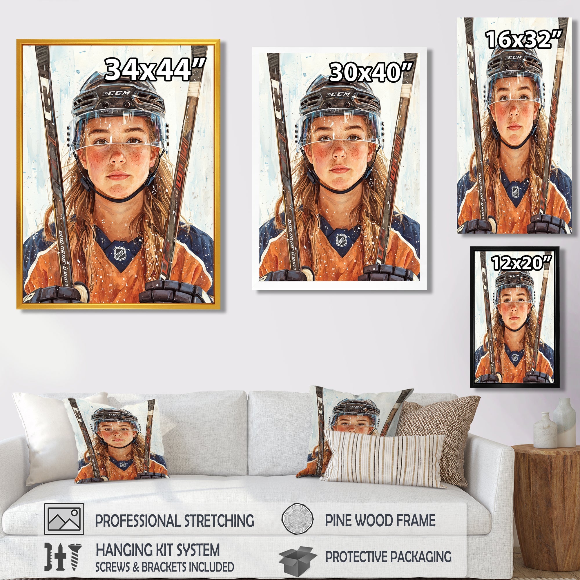 A Young Female Hockey Player - Sport Hockey Canvas Wall Art