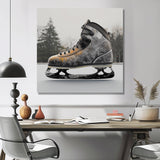 Hockey Skates In Grey And Orange Tones I - Sport Hockey Canvas Wall Art