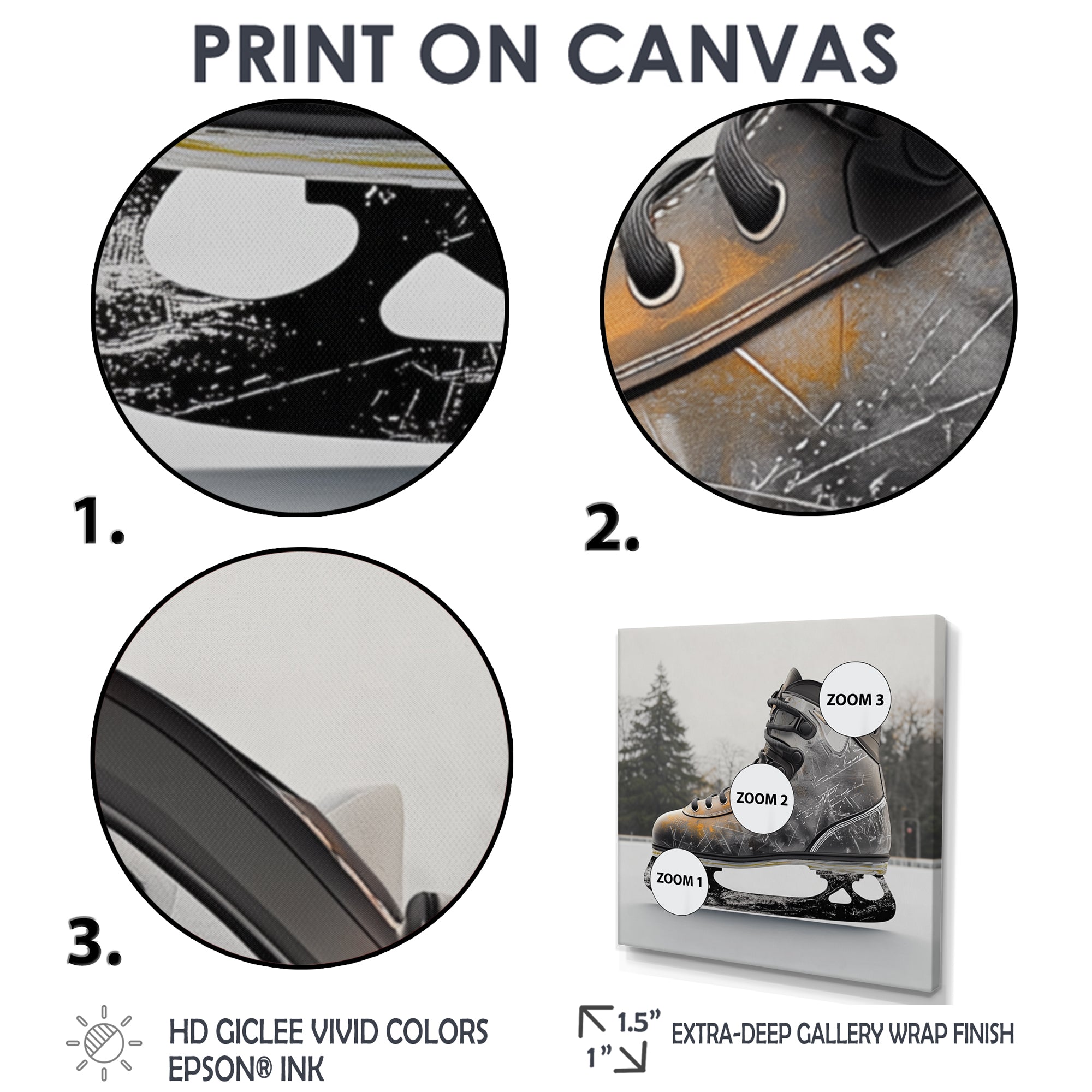 Hockey Skates In Grey And Orange Tones I - Sport Hockey Canvas Wall Art