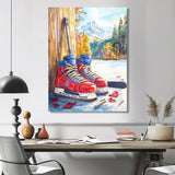 Hockey Skates In Red And Blue Tones I - Sport Hockey Canvas Wall Art