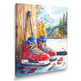 Hockey Skates In Red And Blue Tones I - Sport Hockey Canvas Wall Art