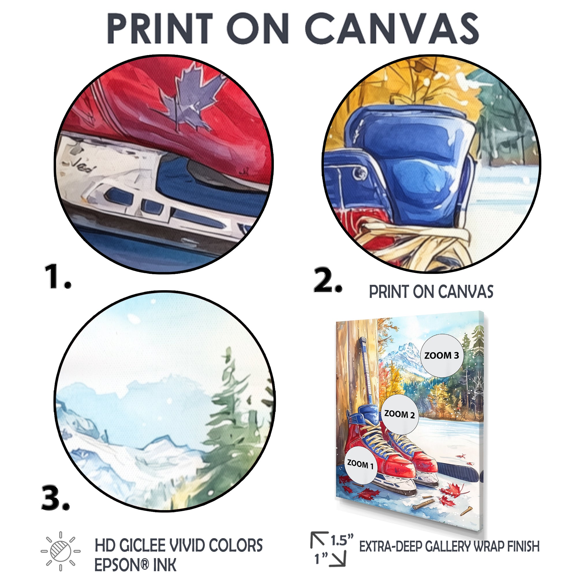 Hockey Skates In Red And Blue Tones I - Sport Hockey Canvas Wall Art