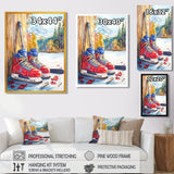 Hockey Skates In Red And Blue Tones I - Sport Hockey Canvas Wall Art