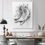 Hockey Skates In Grey - Sport Hockey Canvas Wall Art
