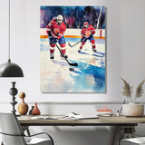 Red Hockey Players In Canada I - Sport Hockey Canvas Wall Art