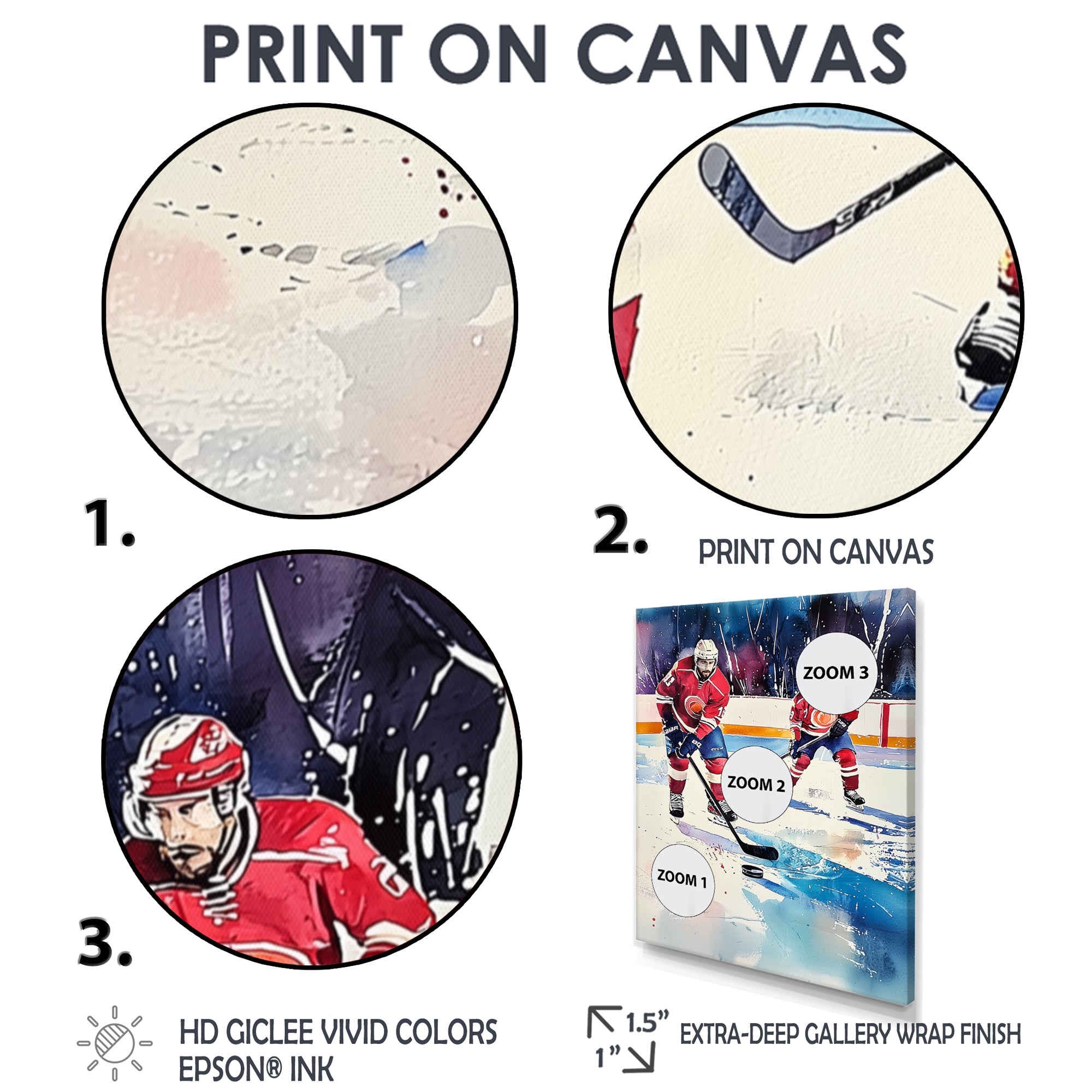 Red Hockey Players In Canada I - Sport Hockey Canvas Wall Art