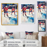 Red Hockey Players In Canada I - Sport Hockey Canvas Wall Art