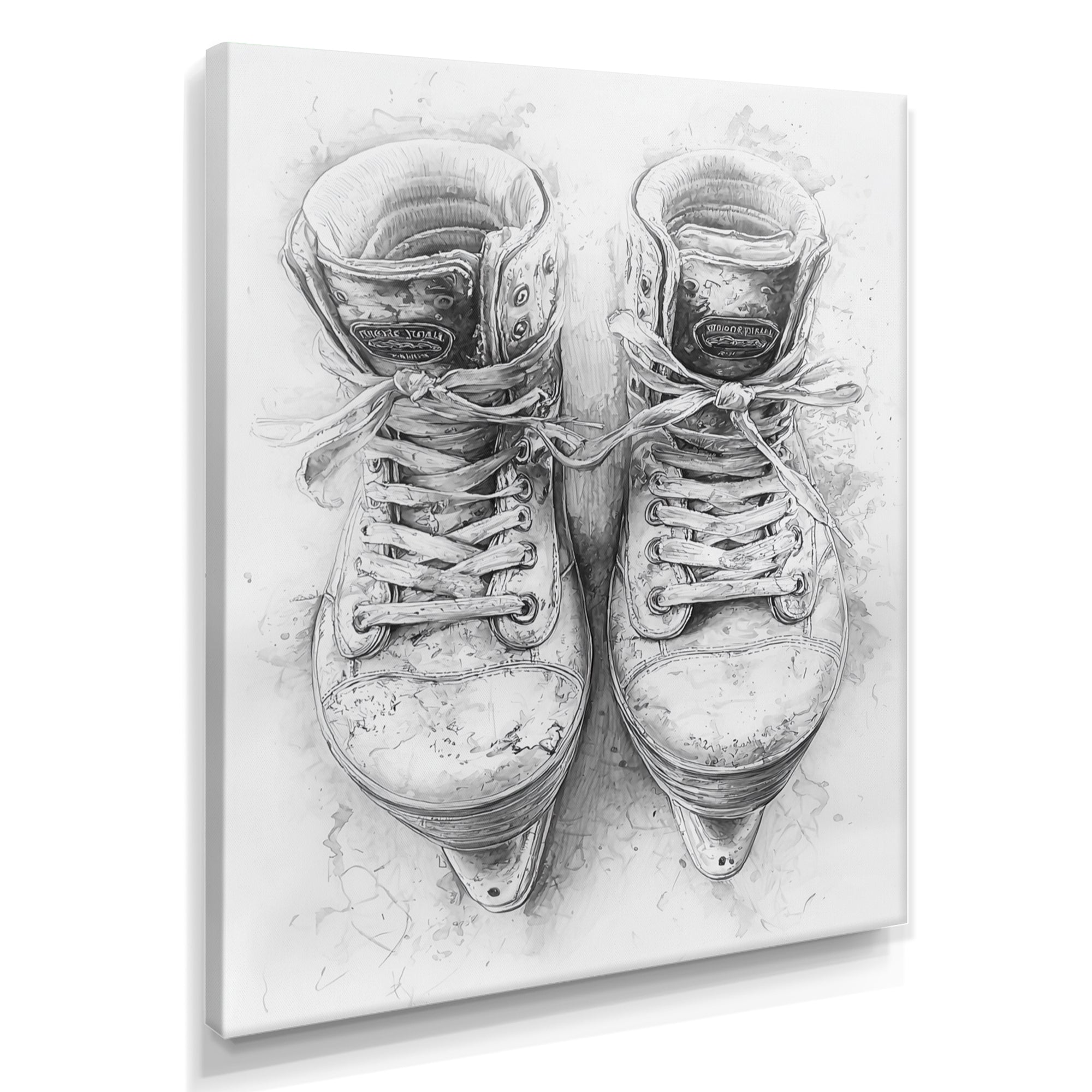 Hockey Skates In Grey And Tones - Sport Hockey Canvas Wall Art