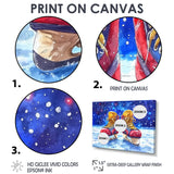 Red Hockey Gear Painting Accented With Blue - Sport Hockey Canvas Wall Art