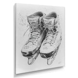 Grey Hockey Skates Hung On Wall I - Sport Hockey Canvas Wall Art