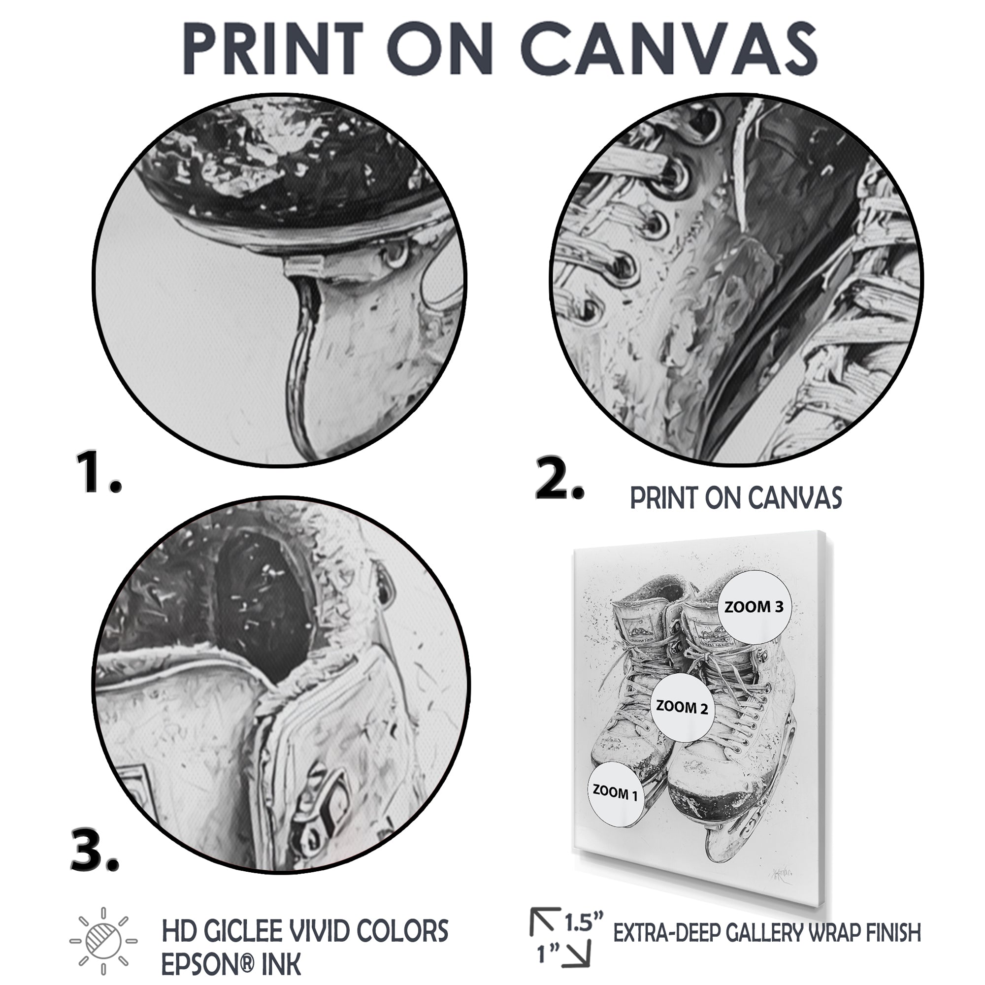 Grey Hockey Skates Hung On Wall I - Sport Hockey Canvas Wall Art