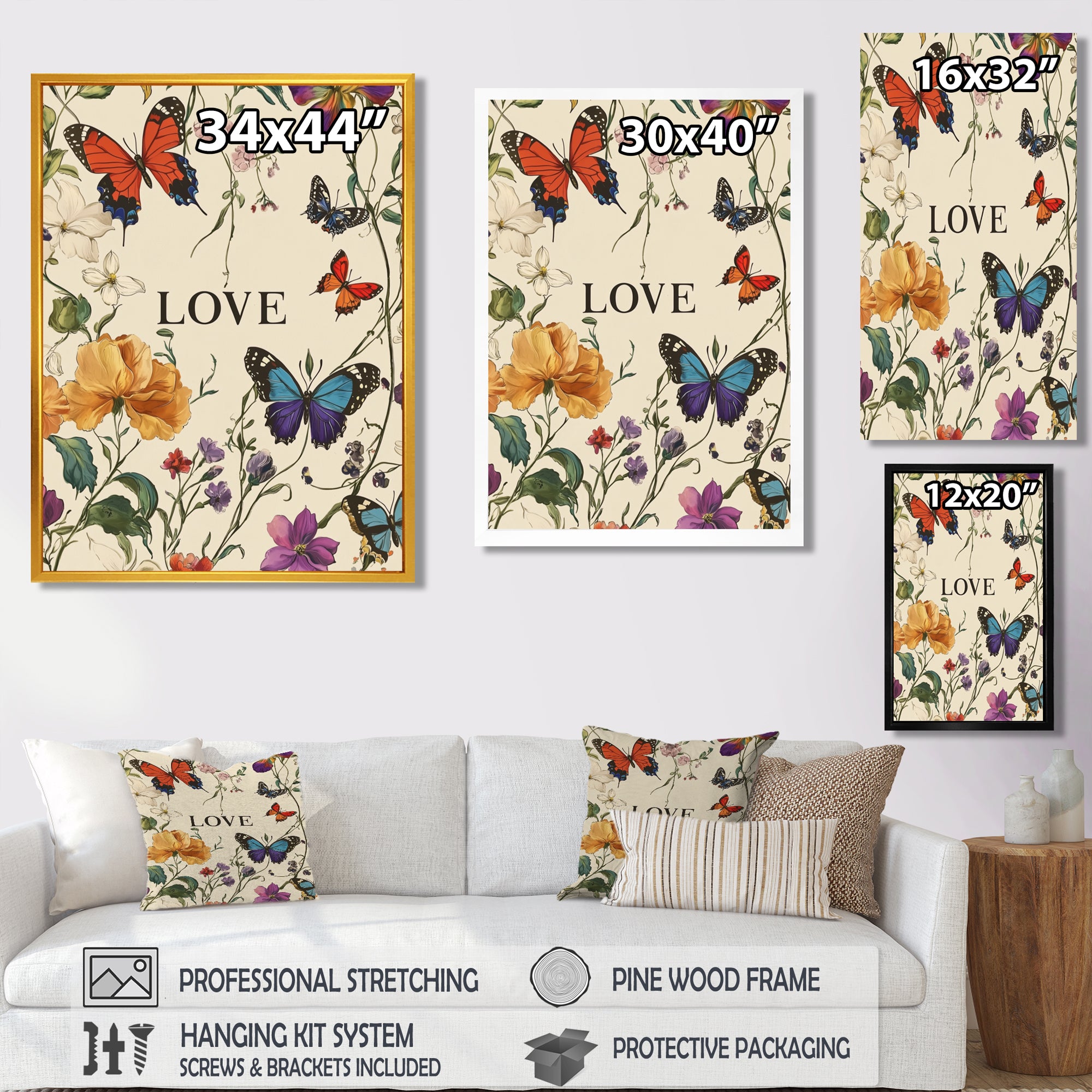 Love Butterflies In Blue And Orange Tones - Butterfly Wall Art Prints