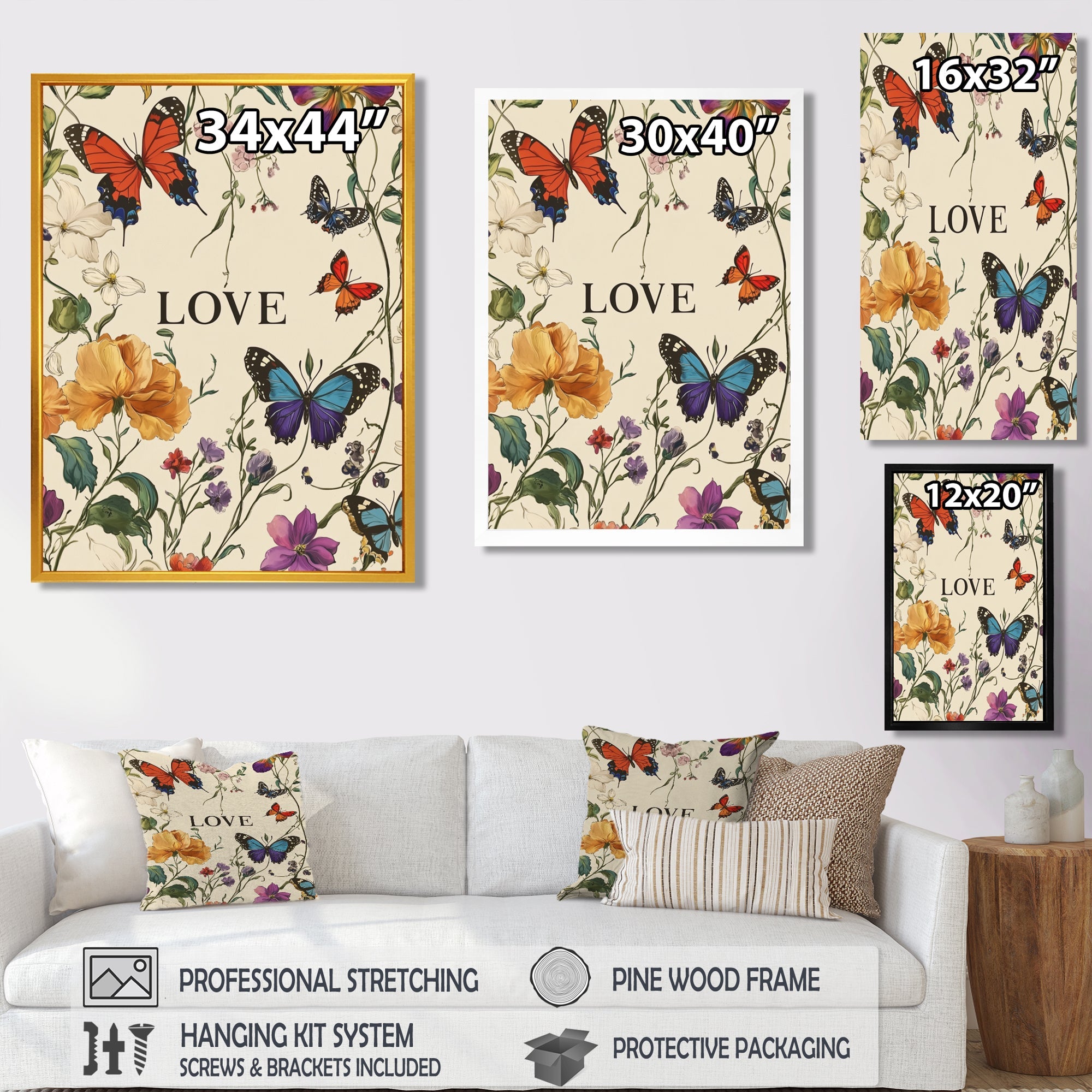 Love Butterflies In Blue And Orange Tones - Butterfly Wall Art Prints