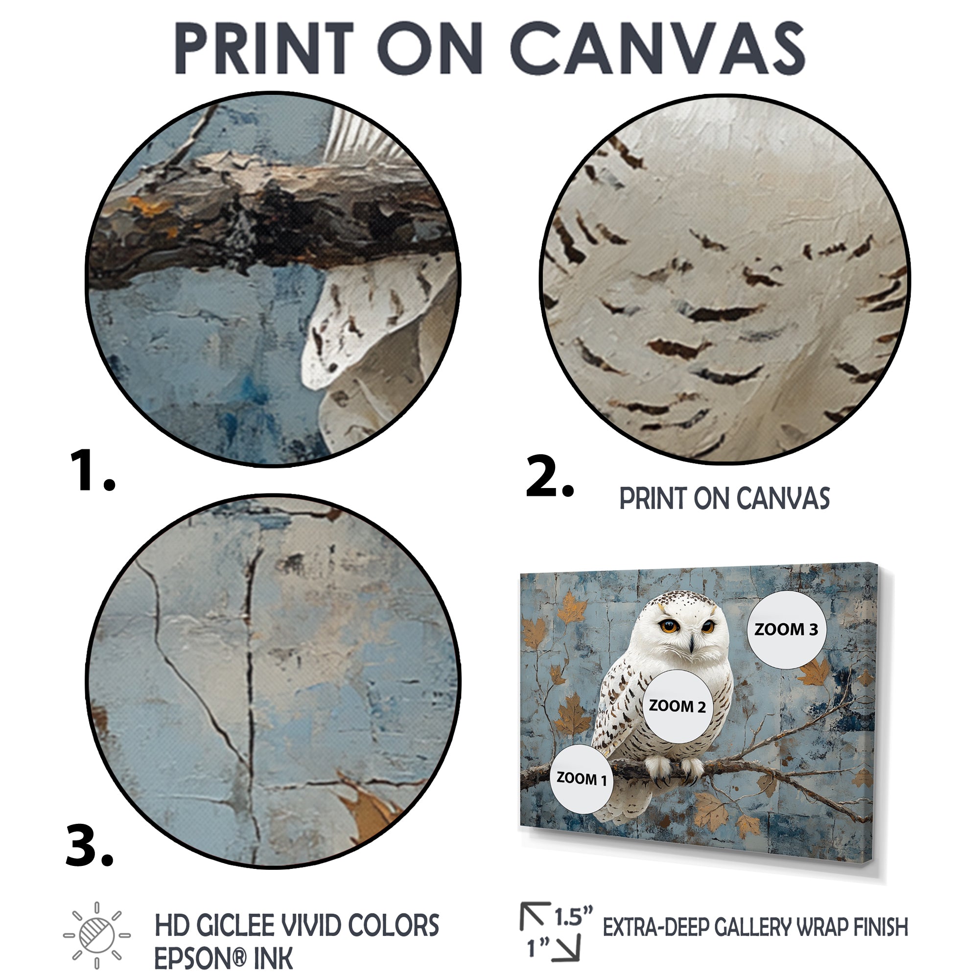 White Snowy Owl Accented With Gold - Owl Wall Art Prints