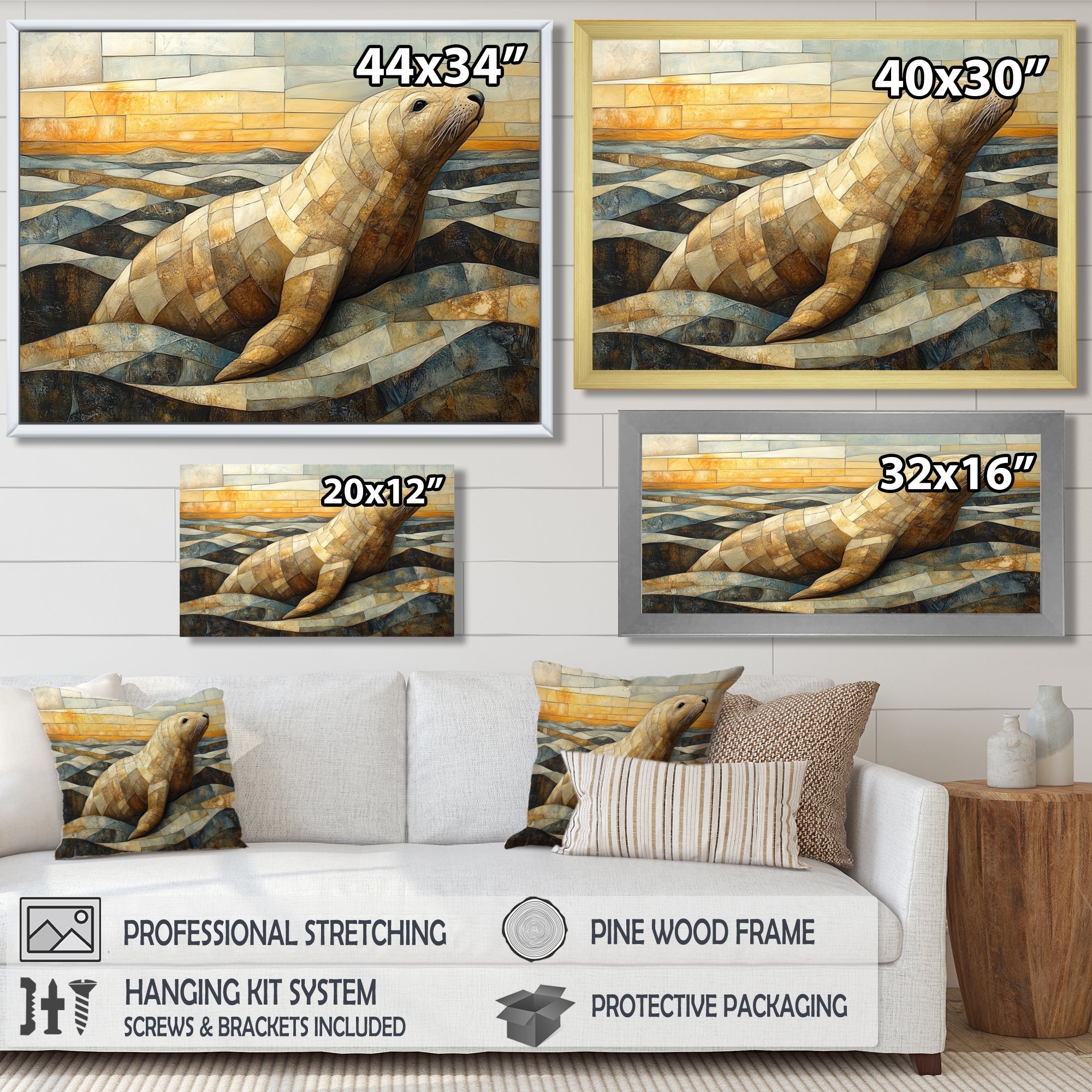 Inuit Seal In Yellow And Brown Tones - Modern Wall Art