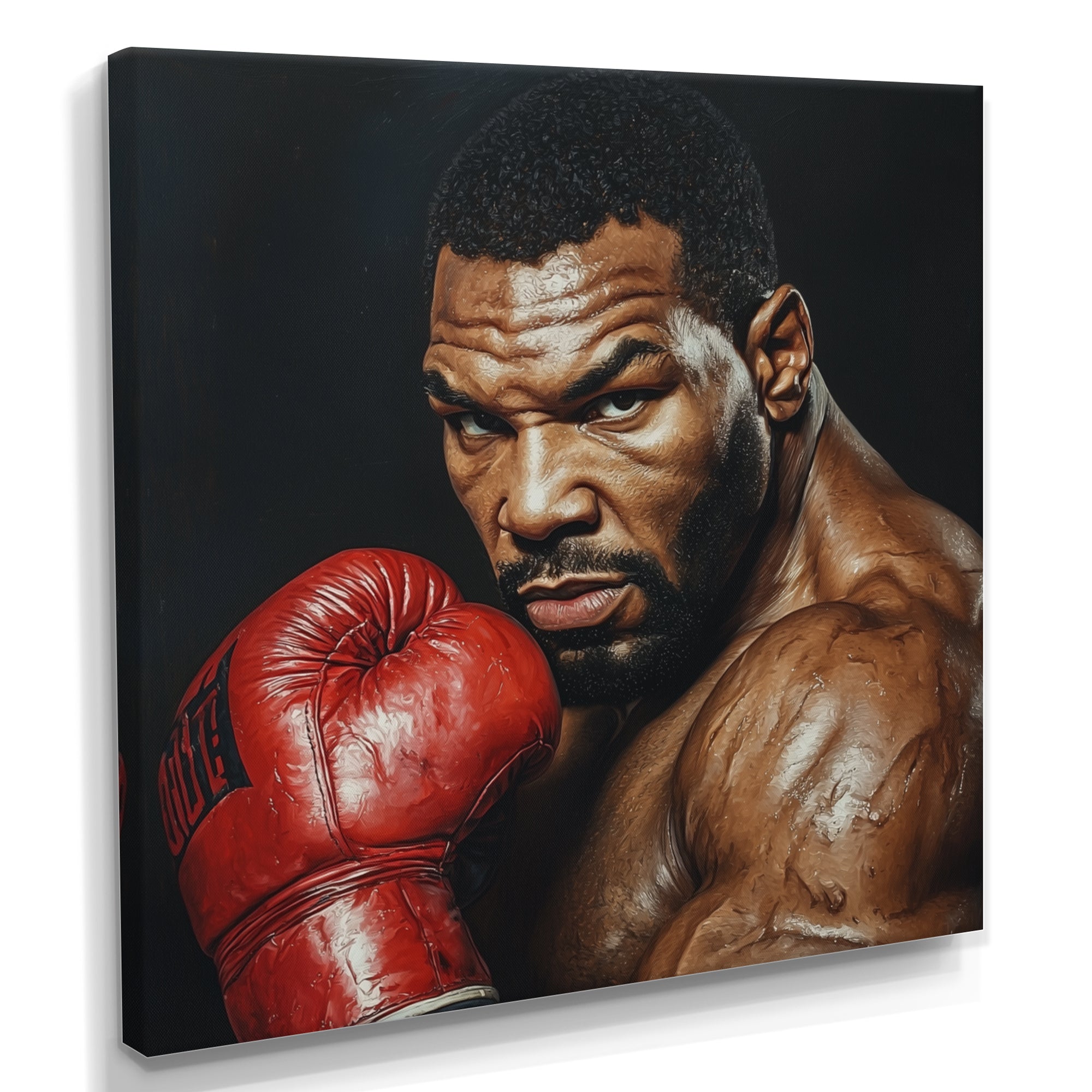 Red Mike Tyson Boxing Gloves Up Portrait - Sport Boxing Canvas Wall Art