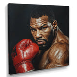 Red Mike Tyson Boxing Gloves Up Portrait - Sport Boxing Canvas Wall Art