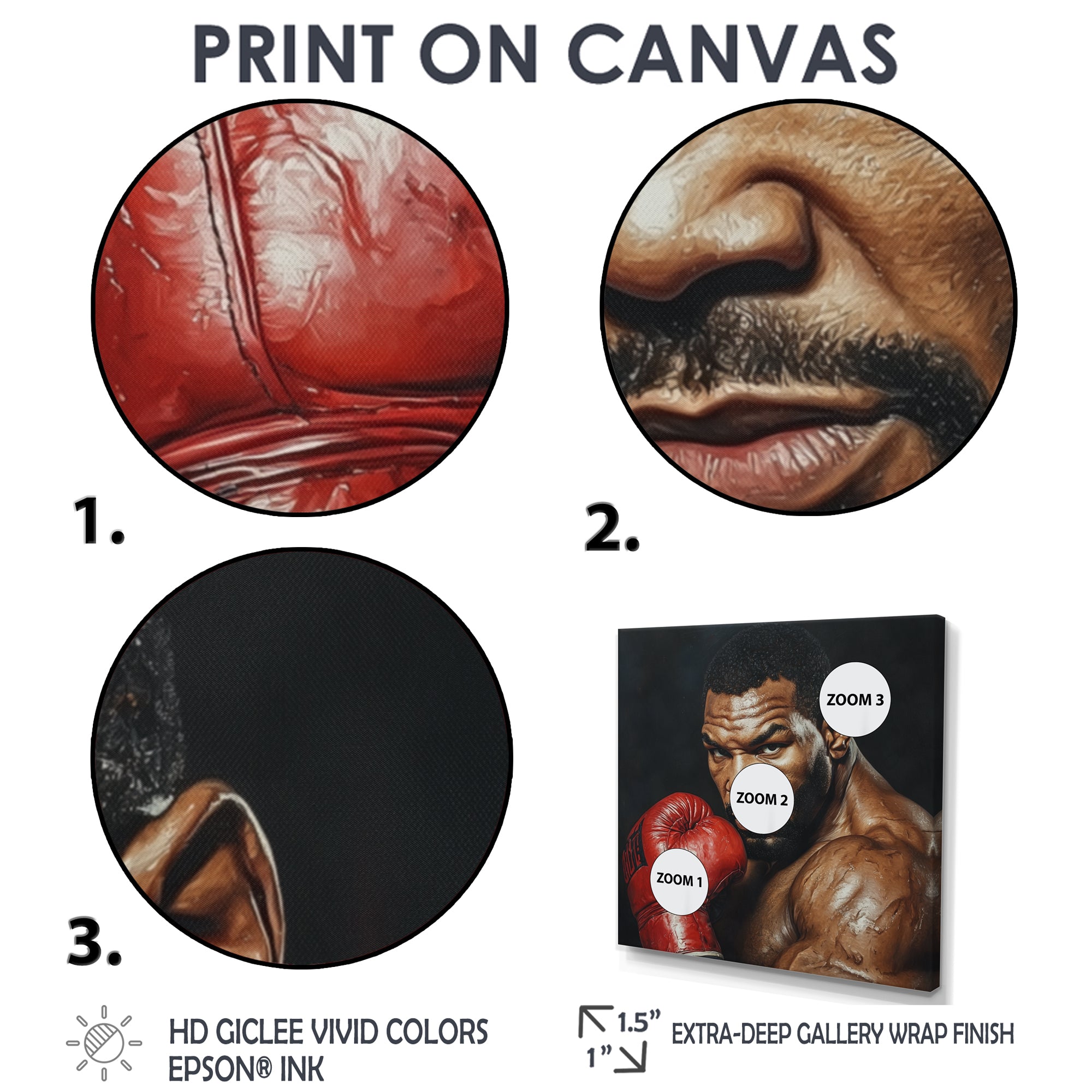 Red Mike Tyson Boxing Gloves Up Portrait - Sport Boxing Canvas Wall Art