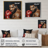 Red Mike Tyson Boxing Gloves Up Portrait - Sport Boxing Canvas Wall Art
