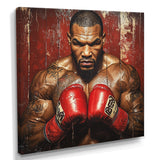 Red Mike Tyson Boxing Gloves Up - Sport Boxing Canvas Wall Art