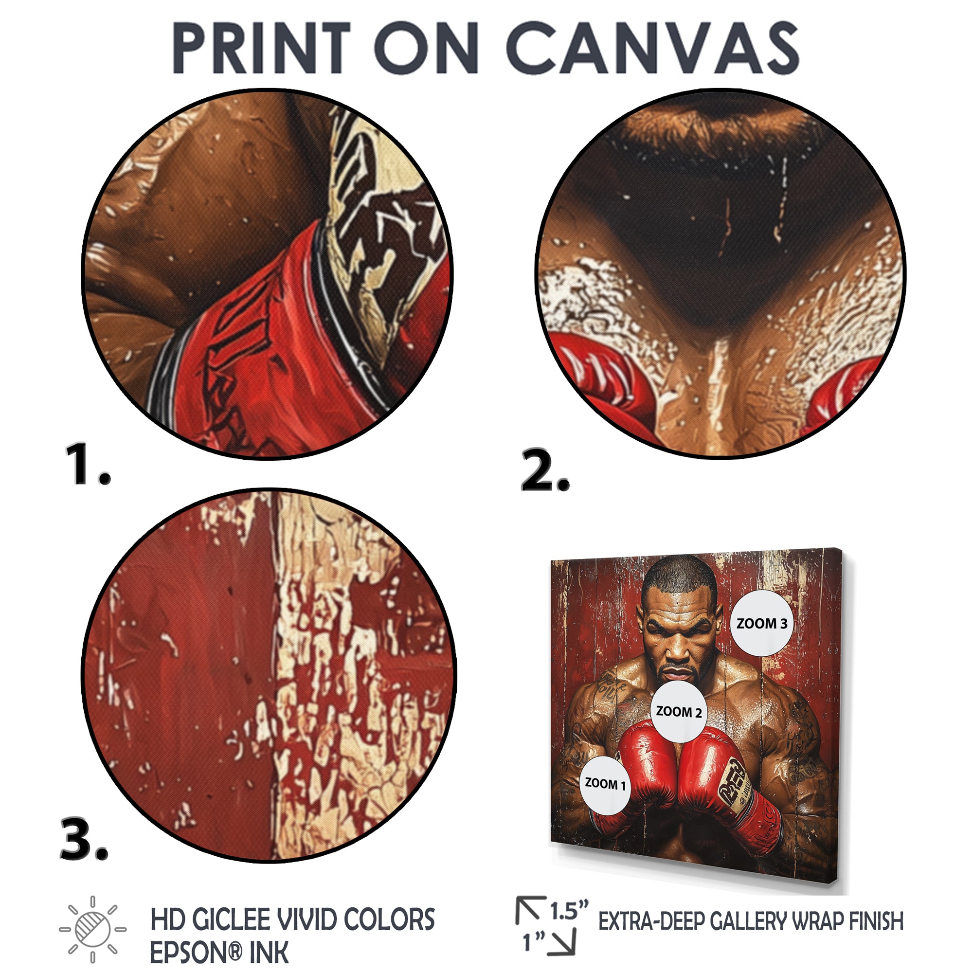 Red Mike Tyson Boxing Gloves Up - Sport Boxing Canvas Wall Art