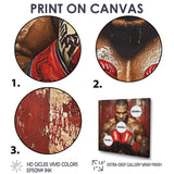 Red Mike Tyson Boxing Gloves Up - Sport Boxing Canvas Wall Art