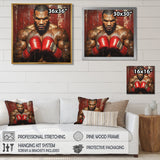 Red Mike Tyson Boxing Gloves Up - Sport Boxing Canvas Wall Art