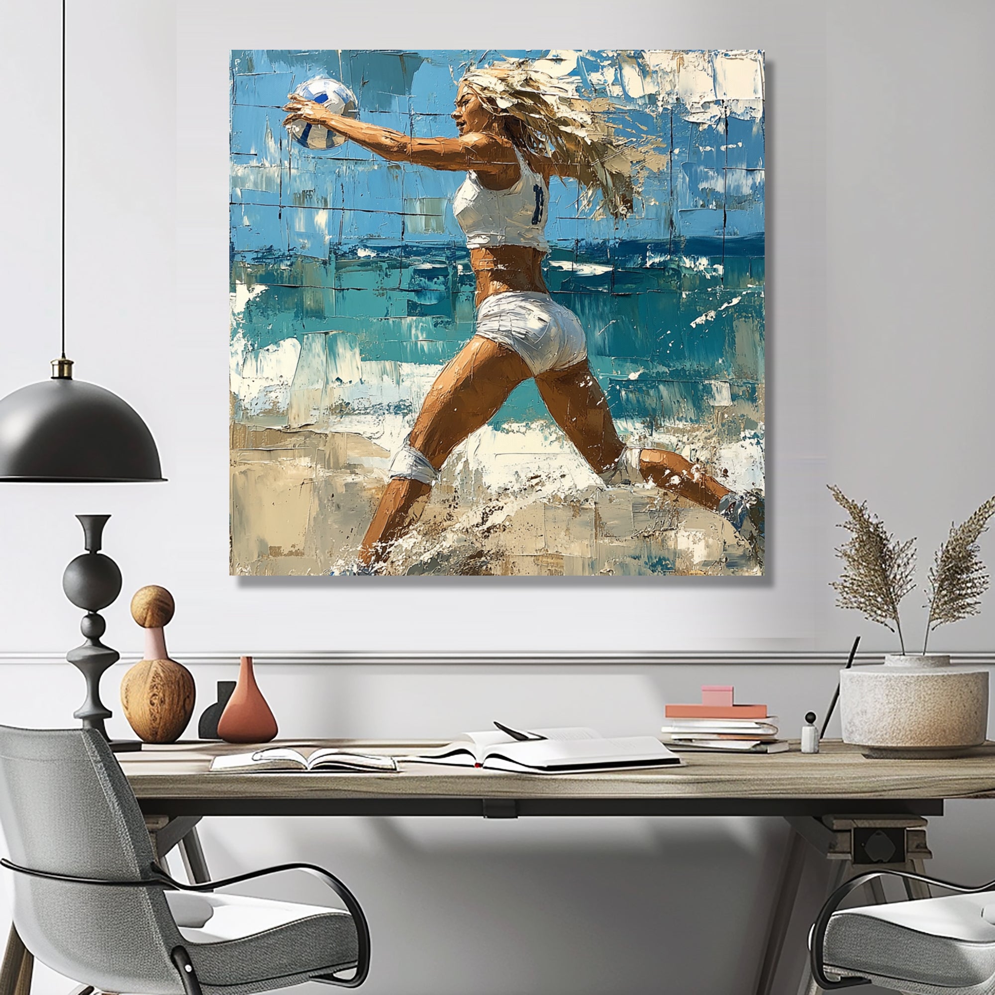 Volleyball Player Serving The Ball I - Volleyball Canvas Wall Art