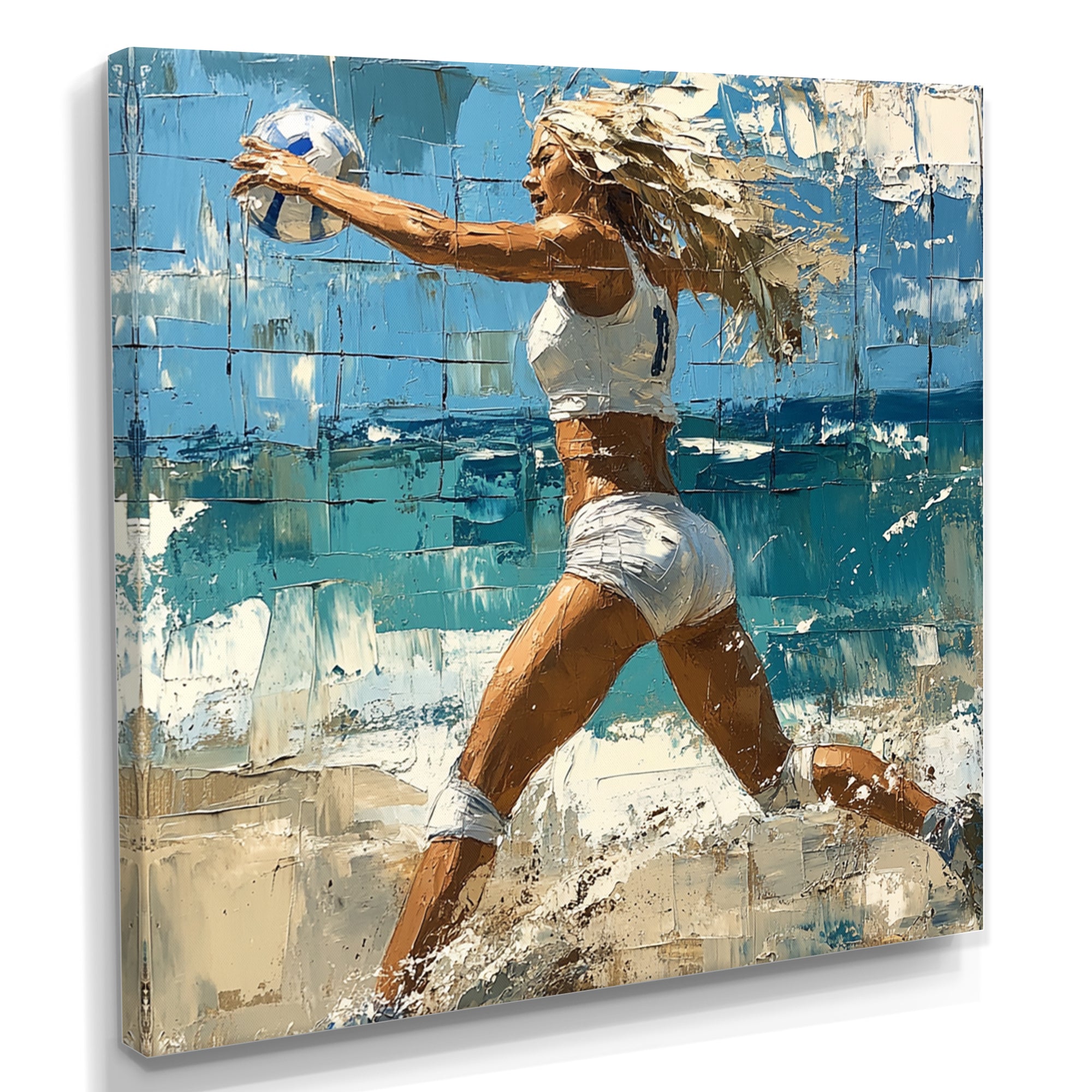 Volleyball Player Serving The Ball I - Volleyball Canvas Wall Art