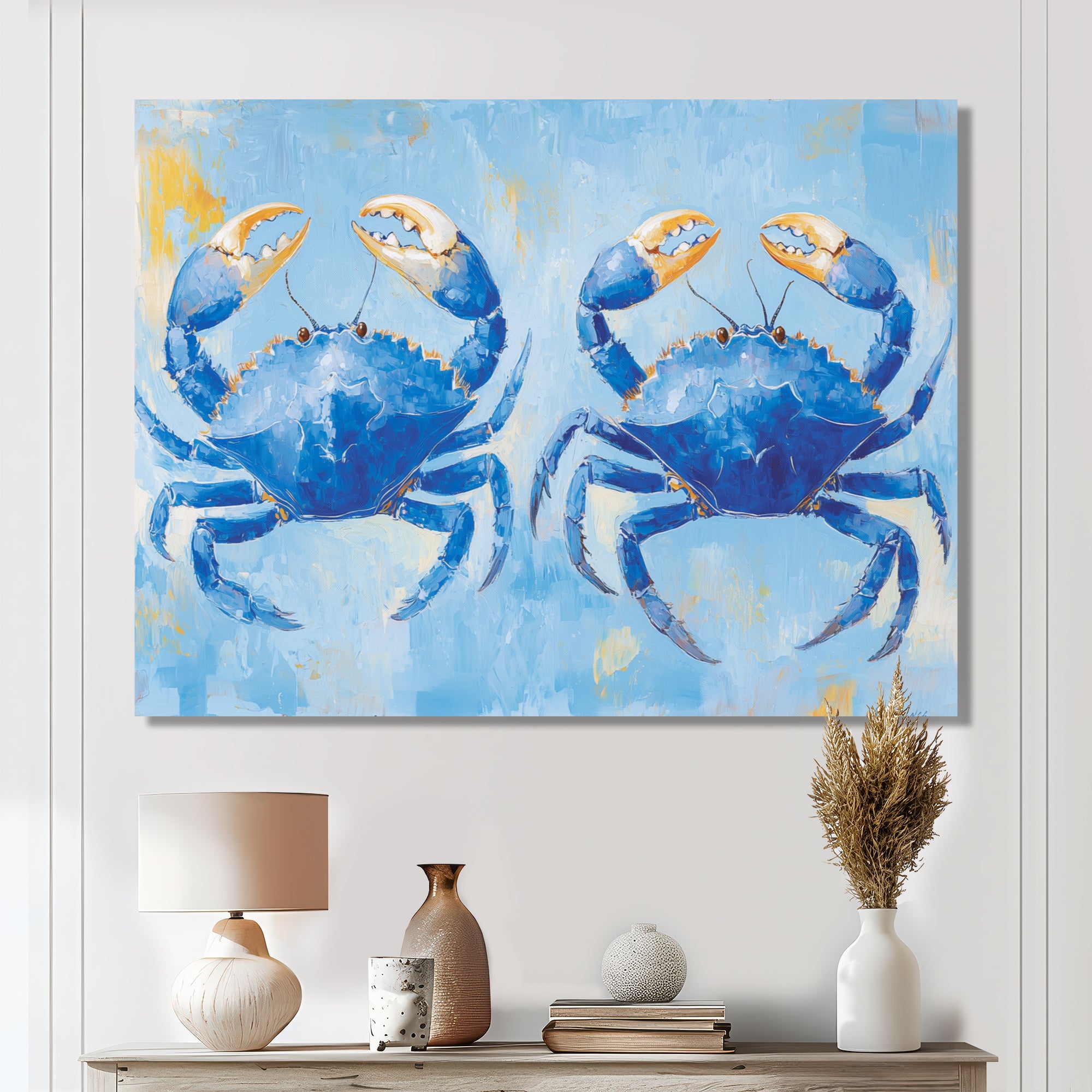 Coastal Blue Crab Battle - Crab Wall Decor