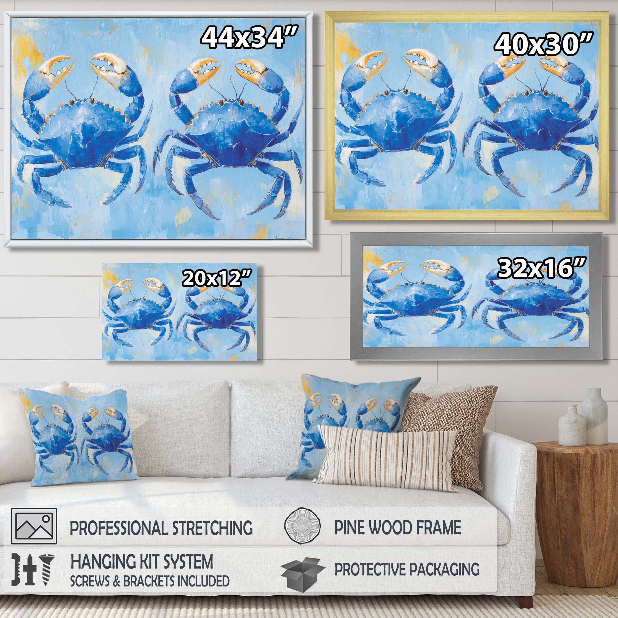 Coastal Blue Crab Battle - Crab Wall Decor