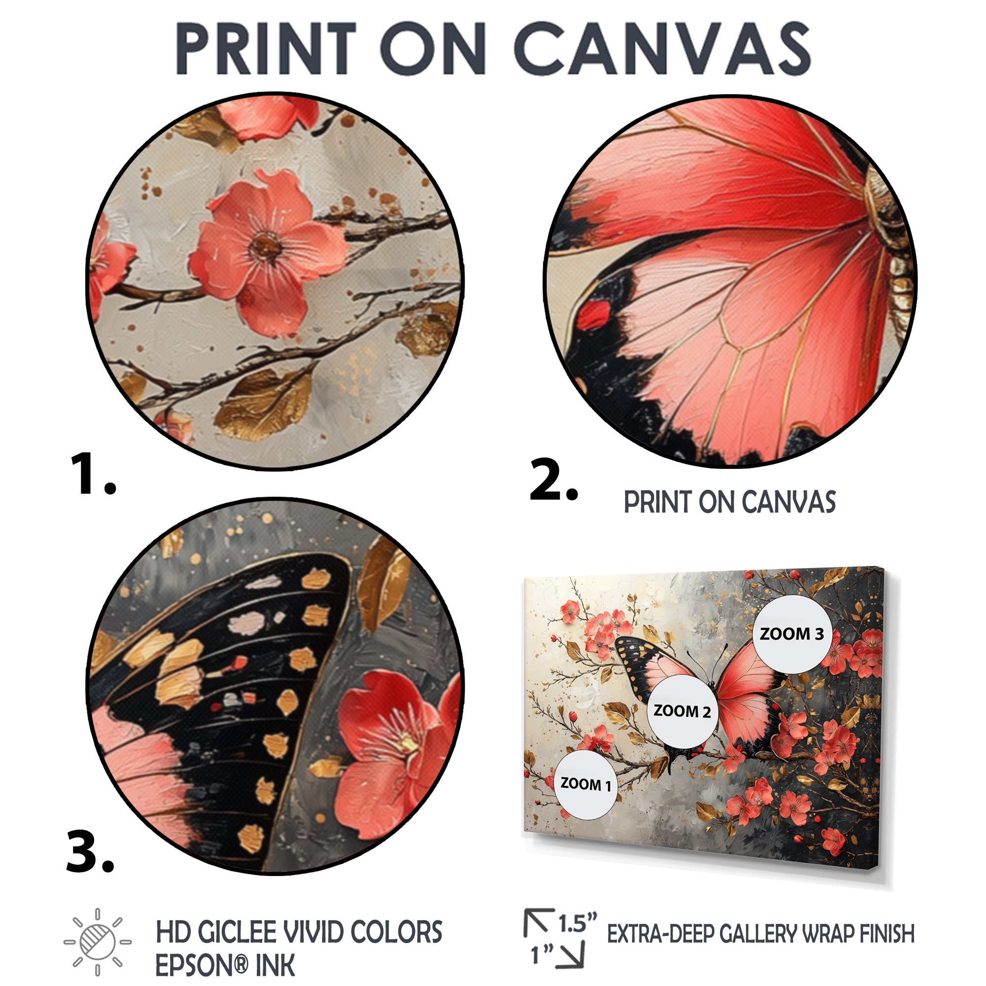 Pink Butterfly On Cherry Blossom Tree - Butterfly Framed Canvas Art