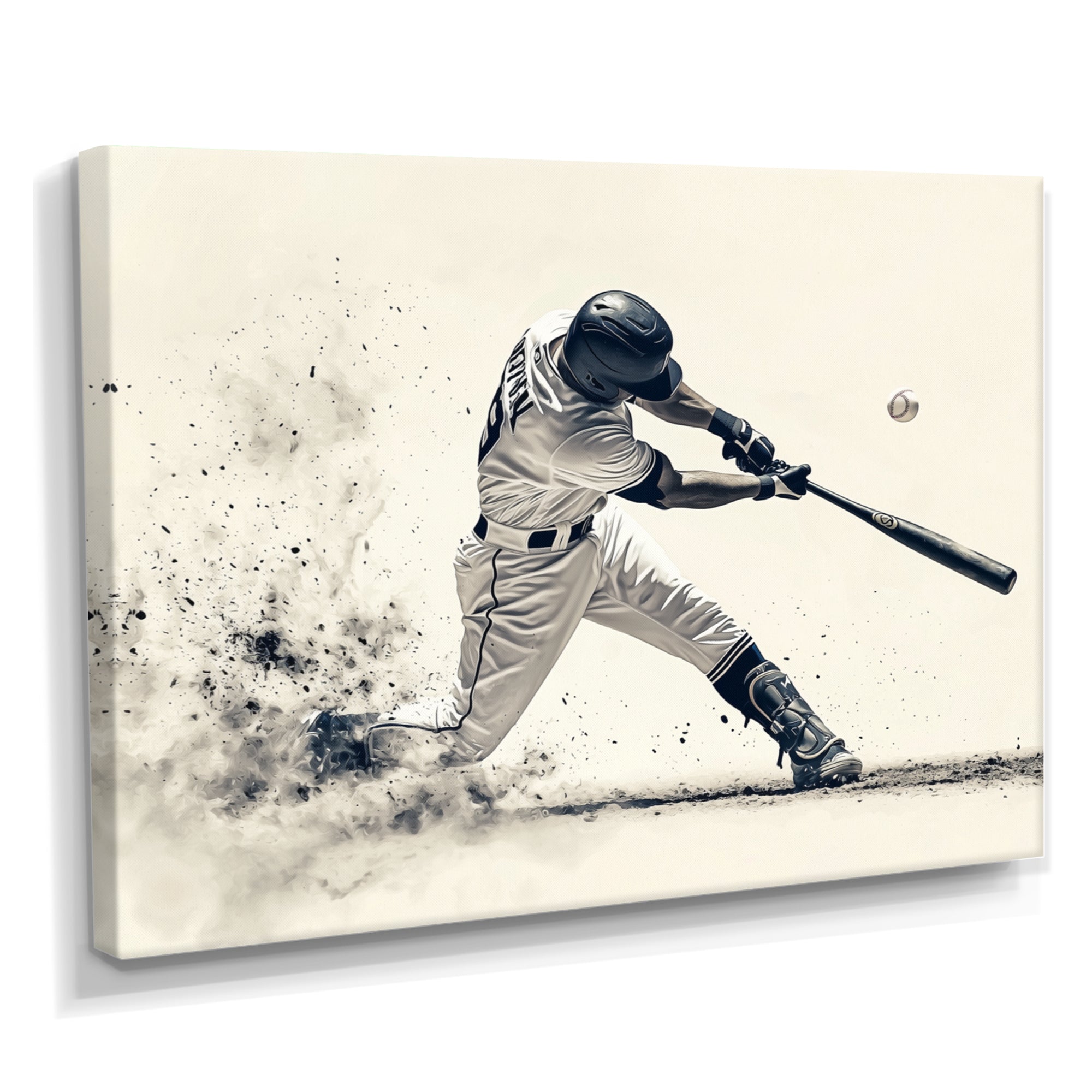 Grey Baseball Minimal Swing Ii Accented With - Sport Baseball Canvas Wall Art