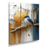 Gold And Blue Bird Rustic Charm - Bird Large Canvas Wall Art
