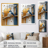 Gold And Blue Bird Rustic Charm - Bird Large Canvas Wall Art
