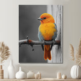 Yellow Chickadee's Bird House Branch - Bird House Home Decor Art