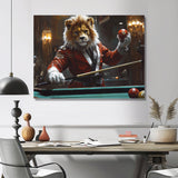 Red Lion Playing Billards - Billiards Canvas Wall Art