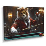 Red Lion Playing Billards - Billiards Canvas Wall Art