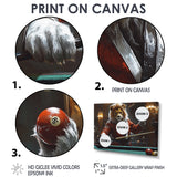 Red Lion Playing Billards - Billiards Canvas Wall Art