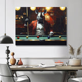 Red Rhino Playing Pool - Billiards Canvas Wall Art