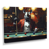 Red Rhino Playing Pool - Billiards Canvas Wall Art