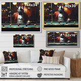 Red Rhino Playing Pool - Billiards Canvas Wall Art