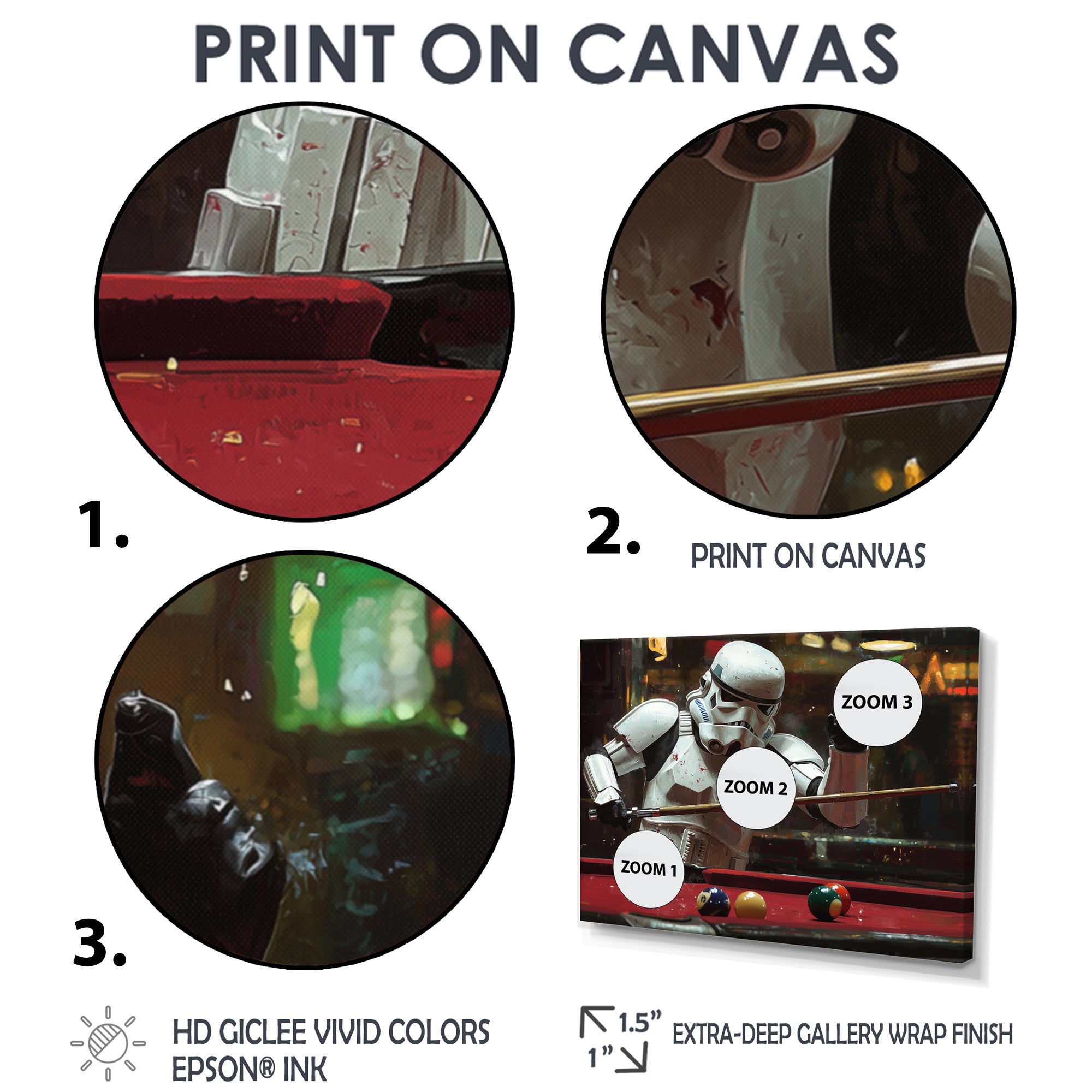 White Stormtrooper Playing Pool Billard I - Billiards Canvas Wall Art